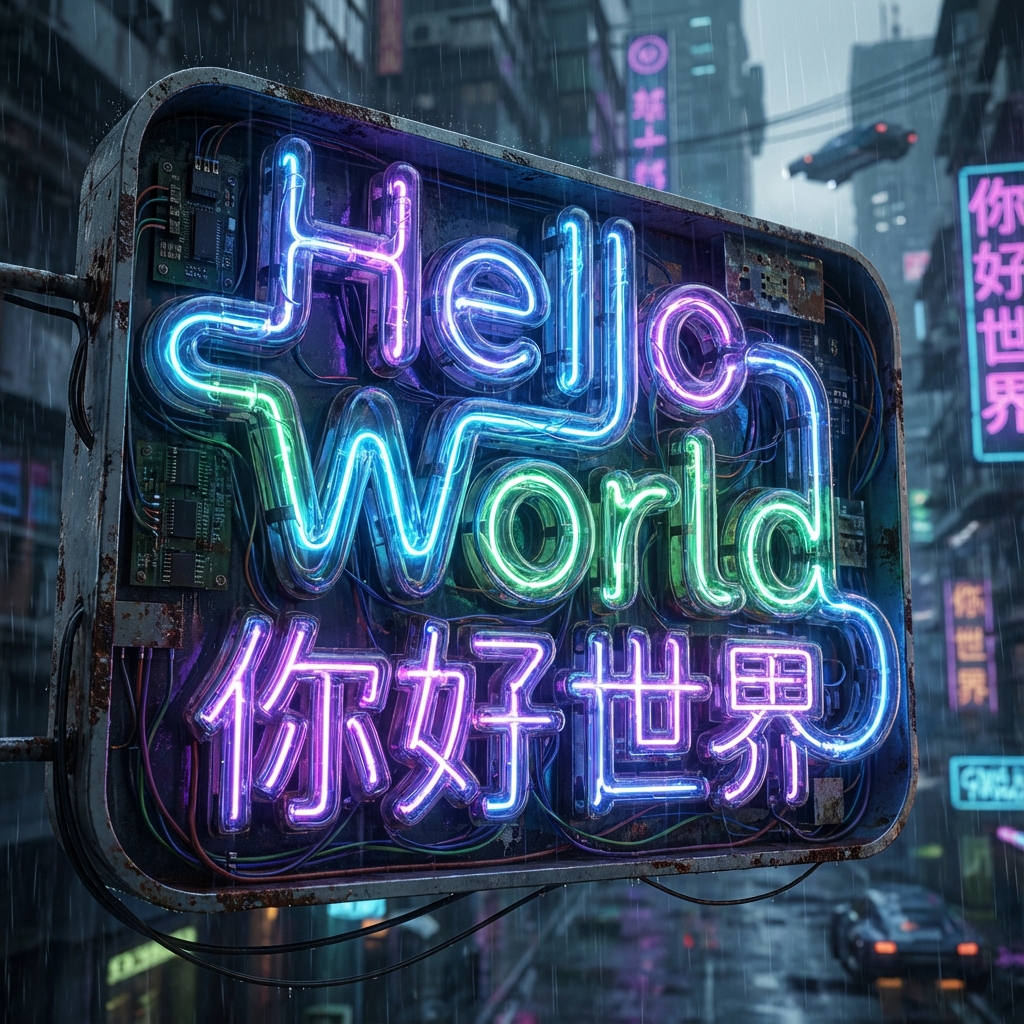 Bilingual Neon Sign