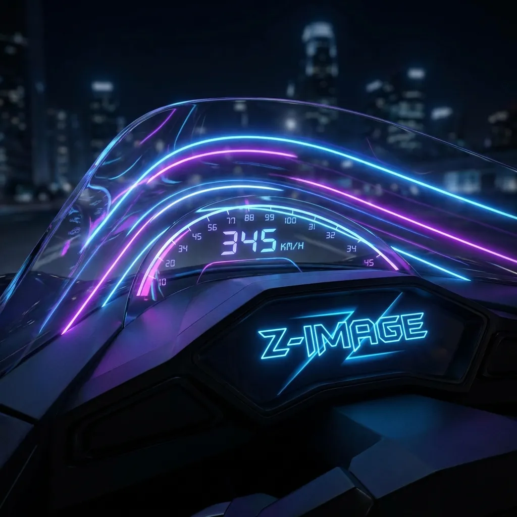 Futuristic speedometer with Z-Image branding