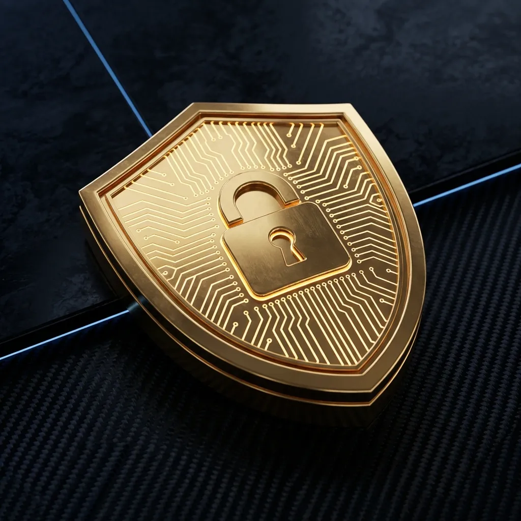 A golden shield icon representing security and reliability, with the Z-Image logo subtly integrated, on a dark premium background