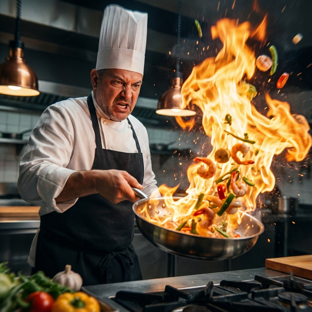 Action Verb Example: Chef Cooking